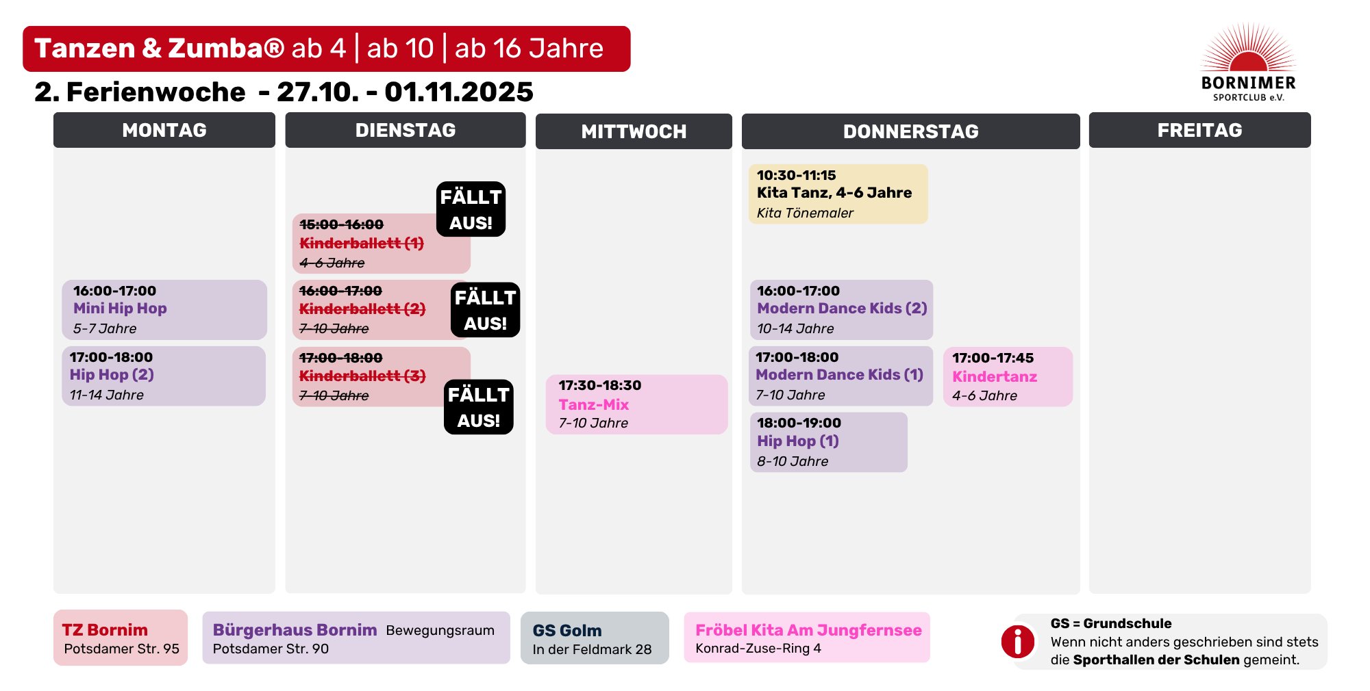 Tanzen Zumba® Herbstferien 2025 2. Woche